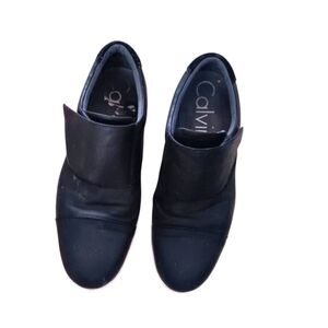 Calvin Klein Black Leather Beacon Slip On Men's Size 10.5